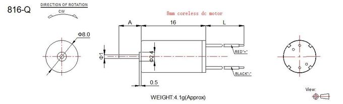 Piccolo diametro 1.5v del motore 8mm di CC di Coreless - la lunghezza RoHS di 7.4v 16mm ha approvato