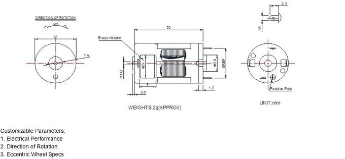 Motore domestico RF-1220CA-NZ di vibrazione di CC di applicazione con costruito in vibratore