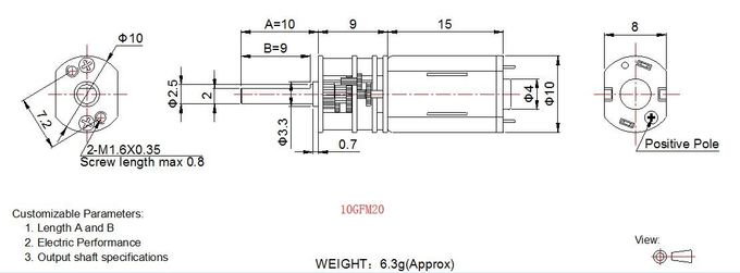 Dimensione del cambio del motore 10GFM20 10mm dell'ingranaggio cilindrico di CC di alta precisione per la serratura astuta