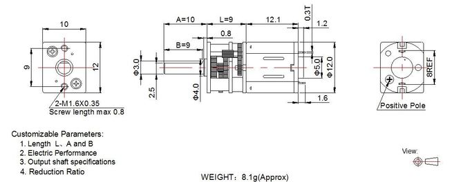 il motore miniatura 3v 6v 12v 12GFN10 dell'ingranaggio di CC di 12mm per la serratura astuta RoHS ha approvato