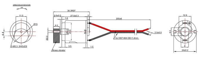 diametro del motore 24mm di vibrazione di CC 12v per il massaggiatore RC-260SA-20135Ф15*6.5