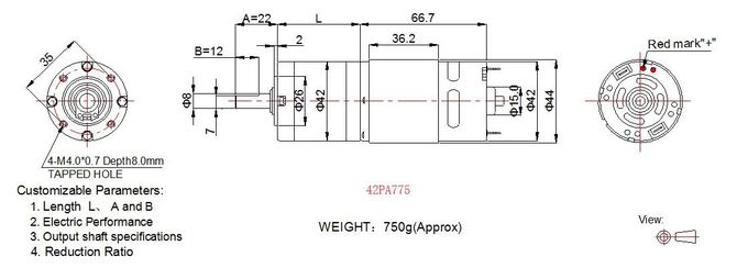 L'alto motore 42PA775/42PA4260 RoHS dell'ingranaggio planetario di CC di coppia di torsione 12v ha approvato